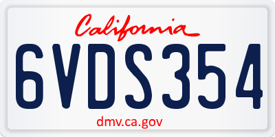 CA license plate 6VDS354