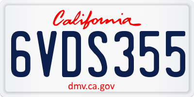 CA license plate 6VDS355