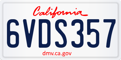 CA license plate 6VDS357