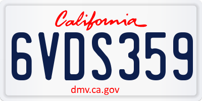 CA license plate 6VDS359