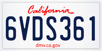 CA license plate 6VDS361