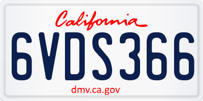 CA license plate 6VDS366