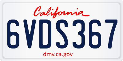 CA license plate 6VDS367