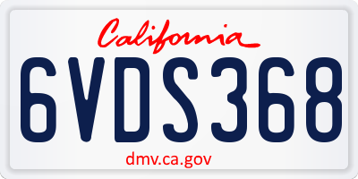 CA license plate 6VDS368