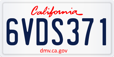 CA license plate 6VDS371