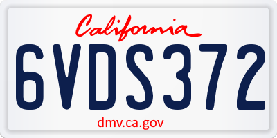 CA license plate 6VDS372