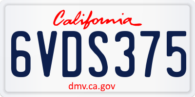 CA license plate 6VDS375