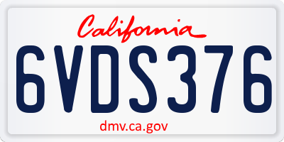 CA license plate 6VDS376