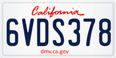 CA license plate 6VDS378
