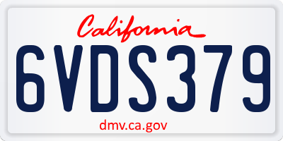 CA license plate 6VDS379