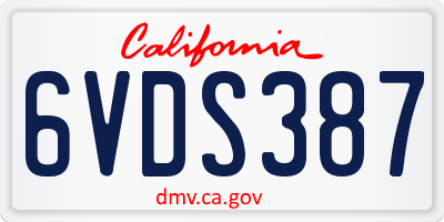 CA license plate 6VDS387