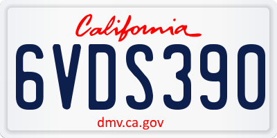 CA license plate 6VDS390