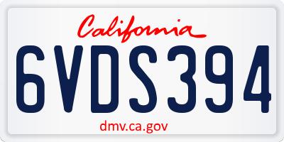 CA license plate 6VDS394