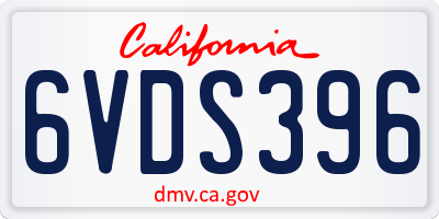 CA license plate 6VDS396