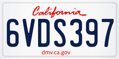 CA license plate 6VDS397