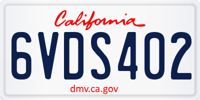 CA license plate 6VDS402