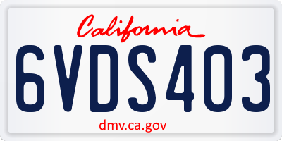 CA license plate 6VDS403