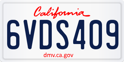 CA license plate 6VDS409
