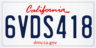 CA license plate 6VDS418