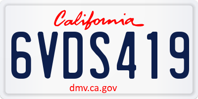 CA license plate 6VDS419
