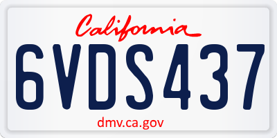 CA license plate 6VDS437