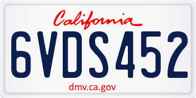 CA license plate 6VDS452