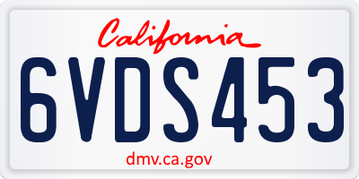 CA license plate 6VDS453