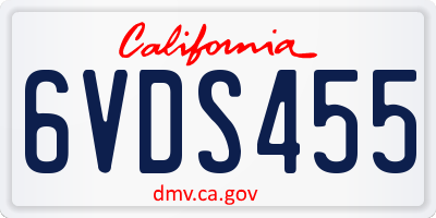 CA license plate 6VDS455