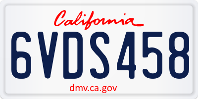 CA license plate 6VDS458
