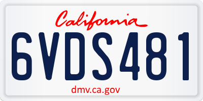 CA license plate 6VDS481