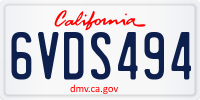 CA license plate 6VDS494