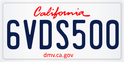 CA license plate 6VDS500