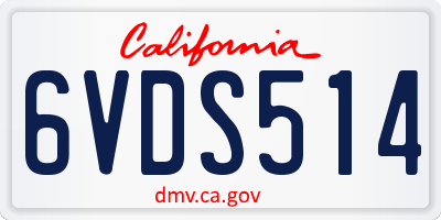 CA license plate 6VDS514