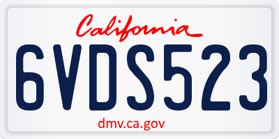 CA license plate 6VDS523