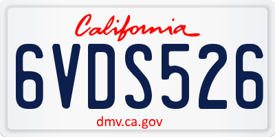 CA license plate 6VDS526