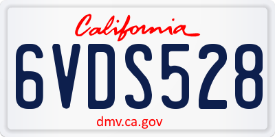 CA license plate 6VDS528