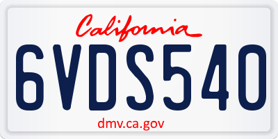 CA license plate 6VDS540