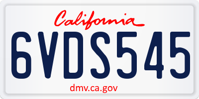 CA license plate 6VDS545