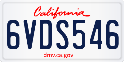 CA license plate 6VDS546