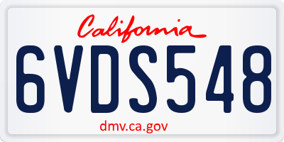 CA license plate 6VDS548