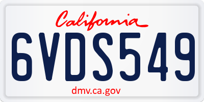 CA license plate 6VDS549