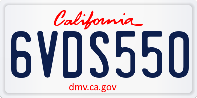 CA license plate 6VDS550