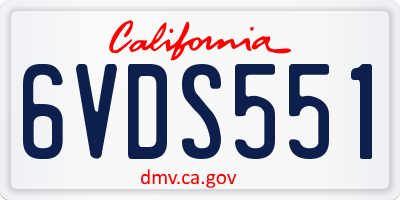 CA license plate 6VDS551