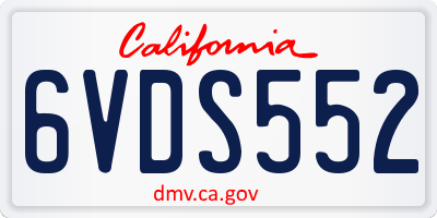 CA license plate 6VDS552
