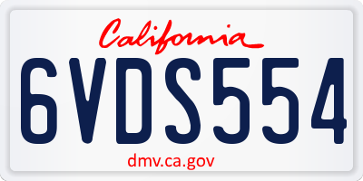 CA license plate 6VDS554