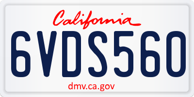 CA license plate 6VDS560