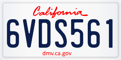 CA license plate 6VDS561