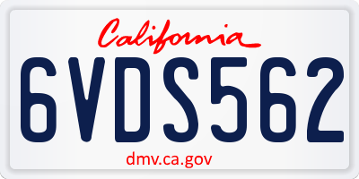 CA license plate 6VDS562