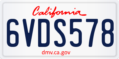 CA license plate 6VDS578