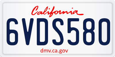 CA license plate 6VDS580
